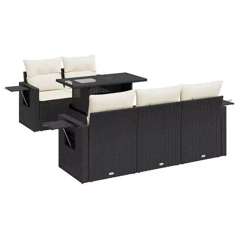 vidaXL Garden Sofa Set Black PE rattan Medium Water-resistant materials