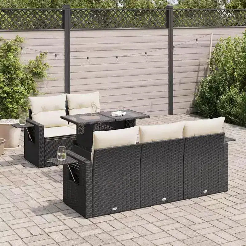 vidaXL Garden Sofa Set Black PE rattan Medium Water-resistant materials