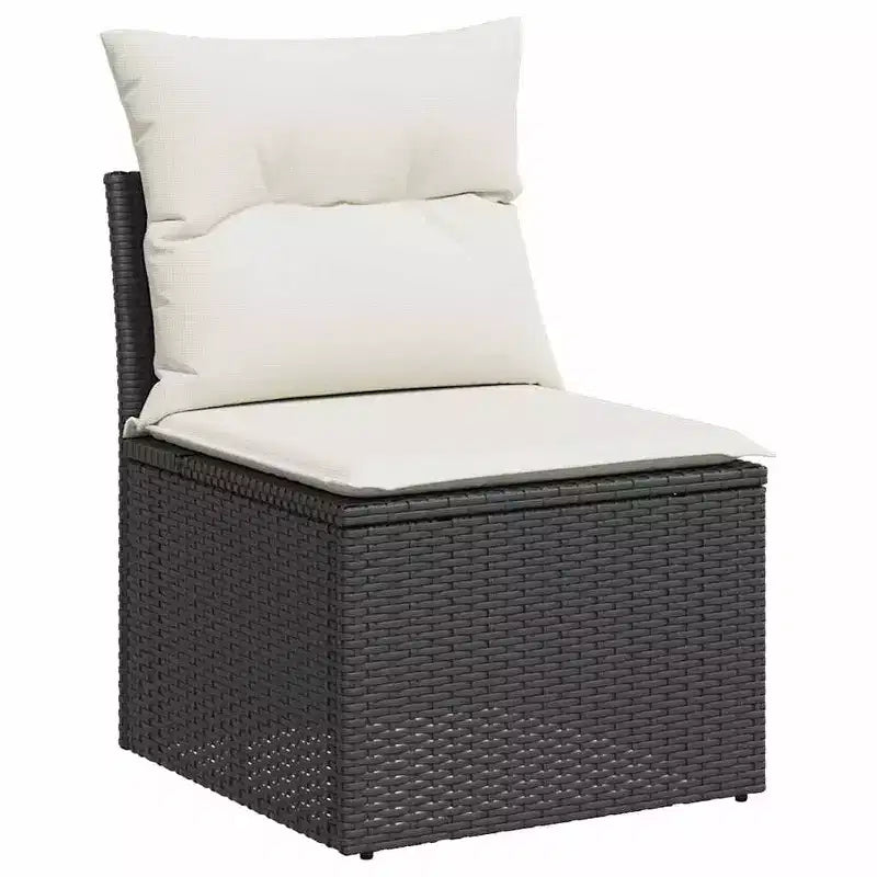 vidaXL Garden Sofa Set Black PE rattan Medium Water-resistant materials