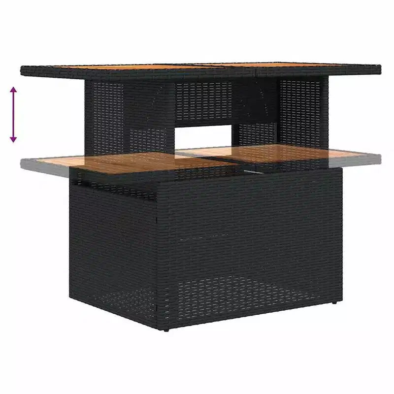 vidaXL Juego de Sofás de Jardín Ratán PE Negro, Blanco Crema Patas Ajustables