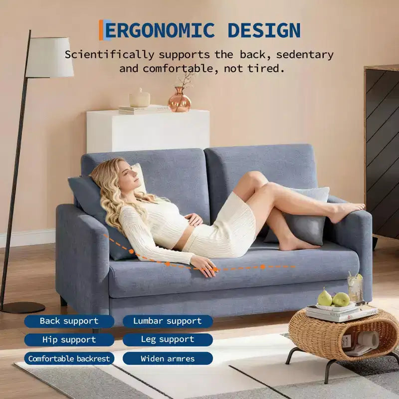 51.9 Sofa Accent Chair, Chenille Loveseat Reading Couch for Bedroom, Tool-Free Setup Living Room Accent Couch, Comfy Arm Chair for Living Room