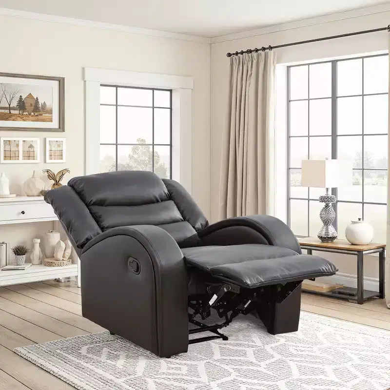 MAYEERTY Power Recliner Chair, Electric Faux Leather Reclining Chair with Adjustable Backrest for Living Room, Black