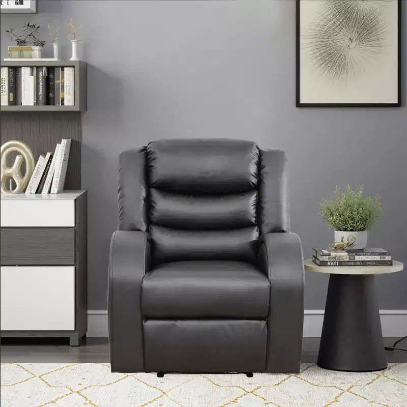 MAYEERTY Power Recliner Chair, Electric Faux Leather Reclining Chair with Adjustable Backrest for Living Room, Black