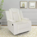 MAYEERTY Power Recliner Chair, Electric Leather Reclining Chair with USB Charging, Storage Armrest & Adjustable Backrest for Living Room, White