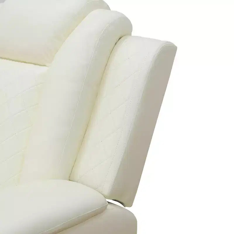 MAYEERTY Power Recliner Chair, Electric Leather Reclining Chair with USB Charging, Storage Armrest & Adjustable Backrest for Living Room, White
