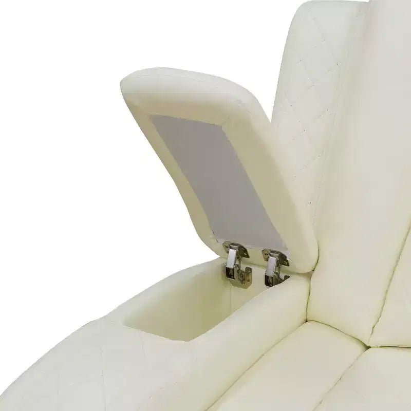 MAYEERTY Power Recliner Chair, Electric Leather Reclining Chair with USB Charging, Storage Armrest & Adjustable Backrest for Living Room, White