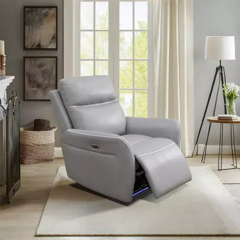 MAYEERTY Power Recliner Chair, Electric Reclining Chair with USB Charging, Adjustable Backrest for Living Room, Light Grey