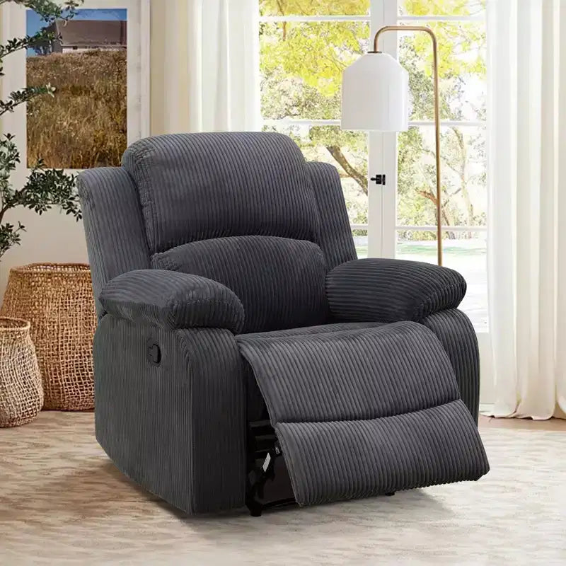 MAYEERTY Power Recliner Chair, Manual Fabric Reclining Chair with Adjustable Backrest for Living Room, Dark Grey
