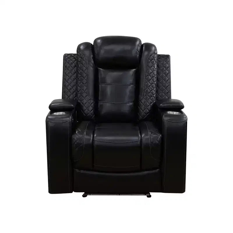 MAYEERTY Power Recliner Chair, Electric Breathable Leather Reclining Chair with USB Charging, Adjustable Backrest for Living Room, Black