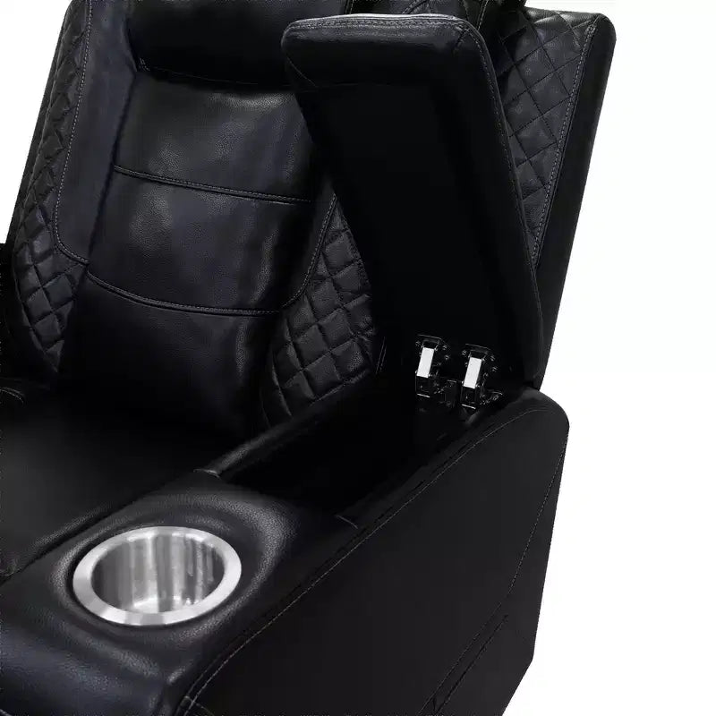 MAYEERTY Power Recliner Chair, Electric Breathable Leather Reclining Chair with USB Charging, Adjustable Backrest for Living Room, Black