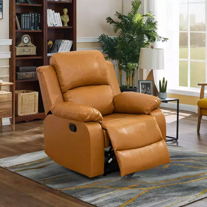 MAYEERTY Recliner Chair, Wear-Resistant Breathable Fabric Reclining Chair with Adjustable Backrest for Living Room, Ginger