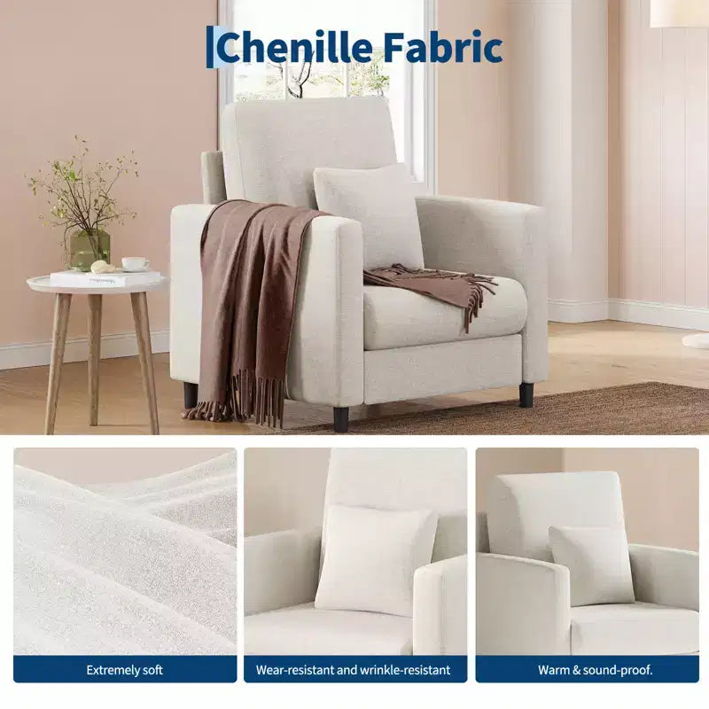 Garvee 30x34x32 Fabric Armchair, Single Sofa Chair, Comfy Upholstered Reading Accent Chairs for Bedroom,Living Room