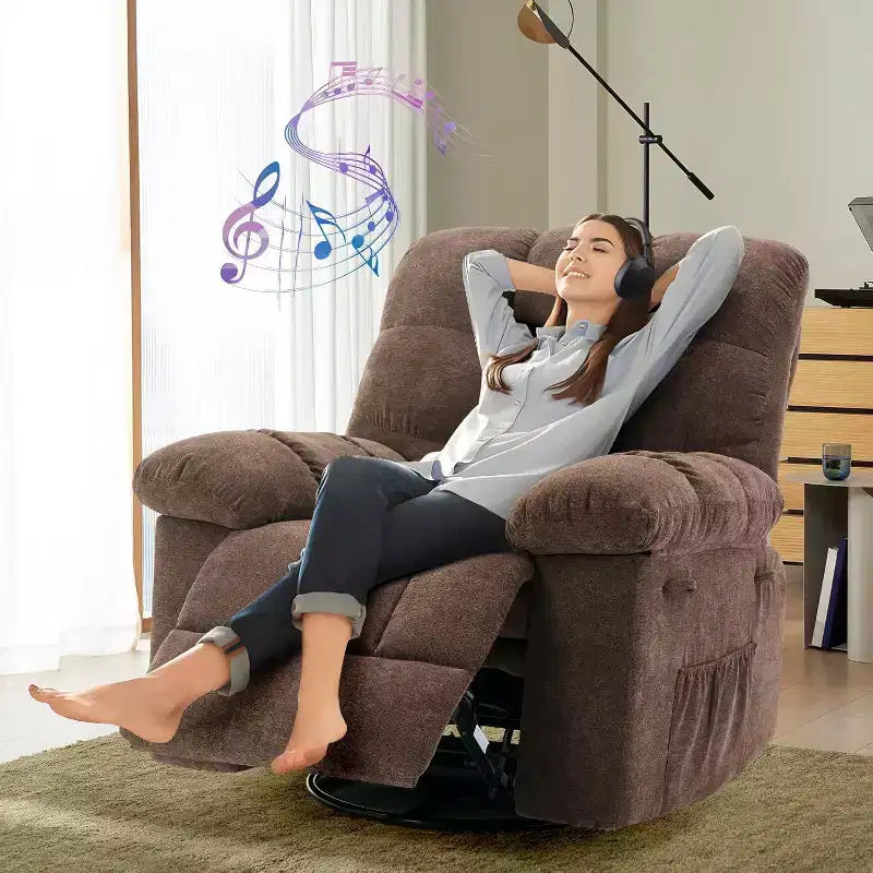 COZONY Adult Swivel Rocker Recliner Chair, Overstuffed Chenille Glider, Manual Tilt, Footrest, 360 Swivel, Living Room/Nursery