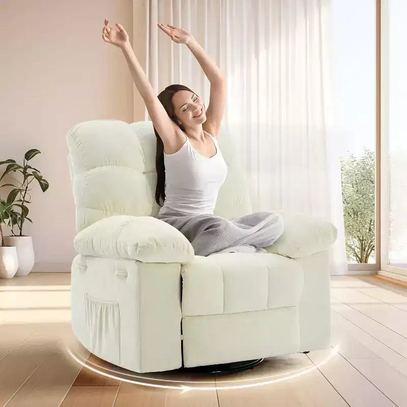 COZONY Adult Swivel Rocker Recliner Chair, Overstuffed Chenille Glider, Manual Tilt, Footrest, 360 Swivel, Living Room/Nursery