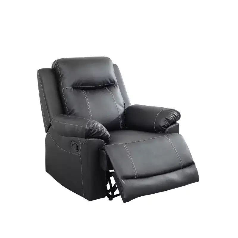 MAYEERTY Recliner Chair, Breathable Semi-PU Leather Reclining Chair with Adjustable Backrest for Living Room, Black
