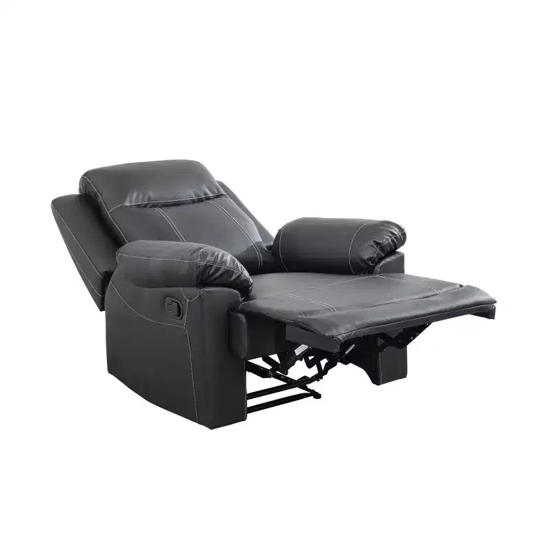 MAYEERTY Recliner Chair, Breathable Semi-PU Leather Reclining Chair with Adjustable Backrest for Living Room, Black