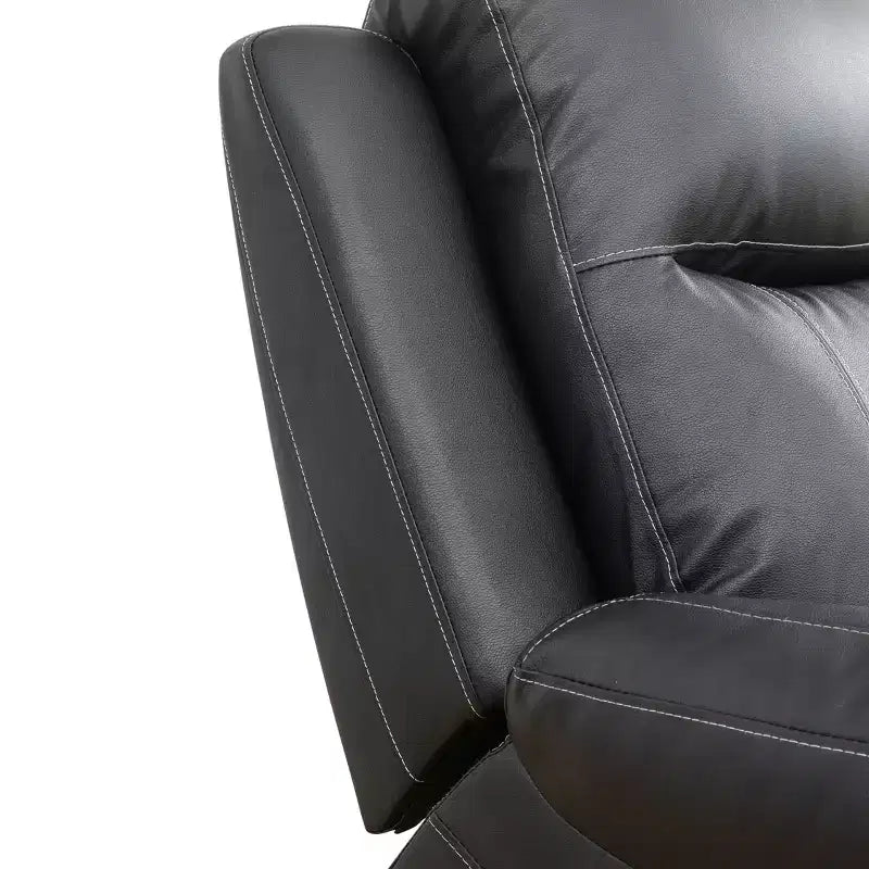 MAYEERTY Recliner Chair, Breathable Semi-PU Leather Reclining Chair with Adjustable Backrest for Living Room, Black