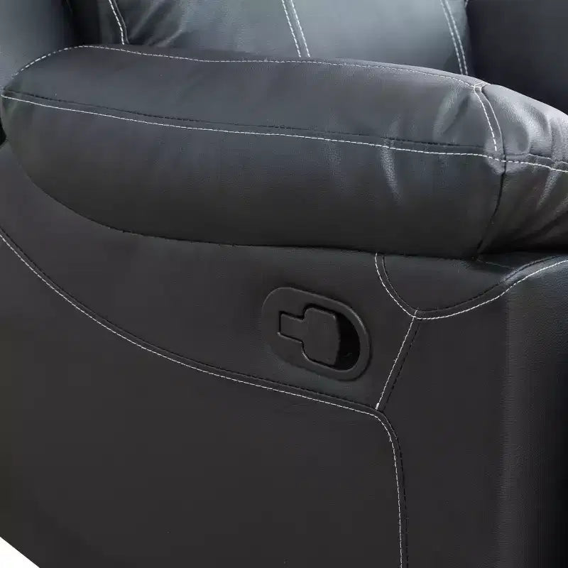 MAYEERTY Recliner Chair, Breathable Semi-PU Leather Reclining Chair with Adjustable Backrest for Living Room, Black