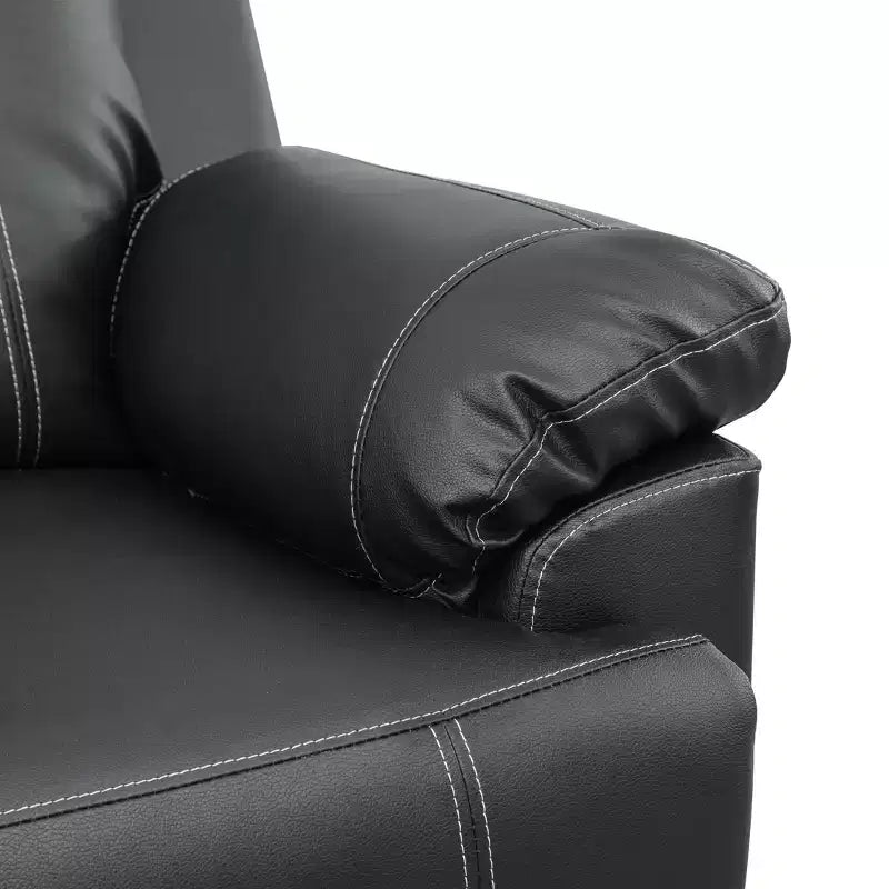 MAYEERTY Recliner Chair, Breathable Semi-PU Leather Reclining Chair with Adjustable Backrest for Living Room, Black
