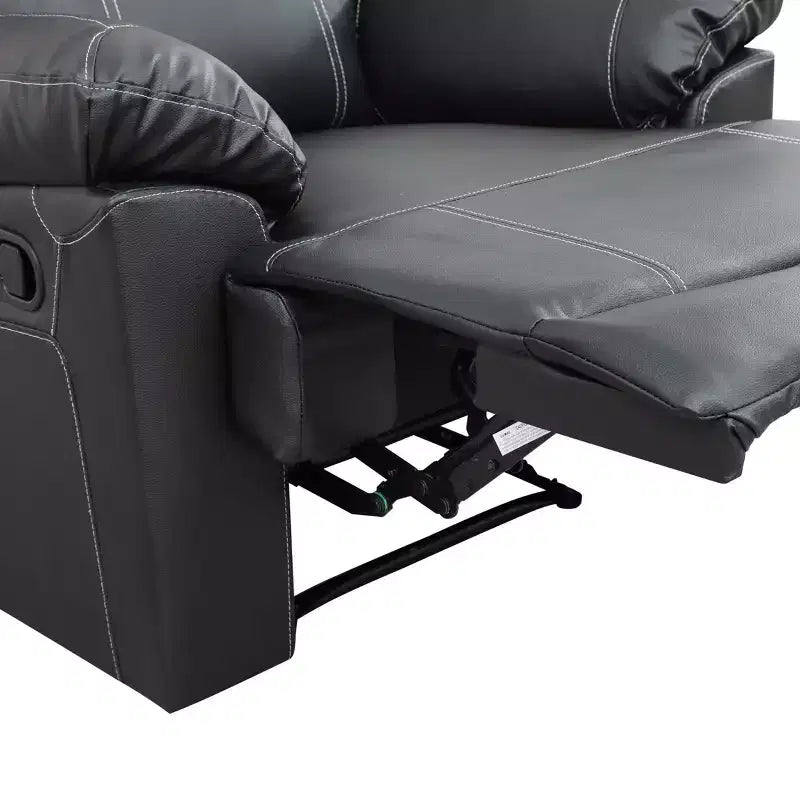 MAYEERTY Recliner Chair, Breathable Semi-PU Leather Reclining Chair with Adjustable Backrest for Living Room, Black