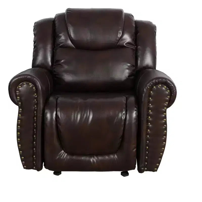 MAYEERTY Recliner Chair, Breathable Leather Reclining Chair with Adjustable Backrest for Living Room, Espresso
