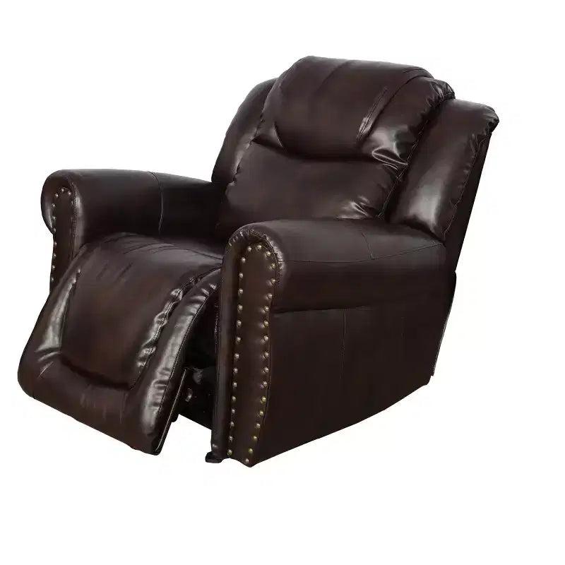 MAYEERTY Recliner Chair, Breathable Leather Reclining Chair with Adjustable Backrest for Living Room, Espresso