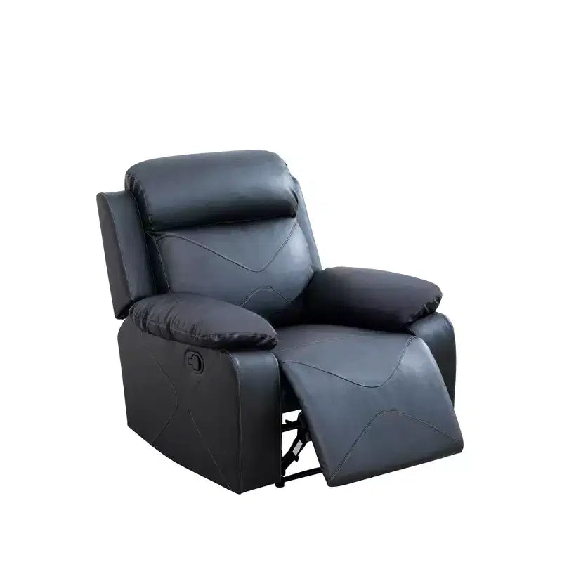 MAYEERTY Recliner Chair, Breathable Leather Reclining Chair with Adjustable Backrest for Living Room, Black