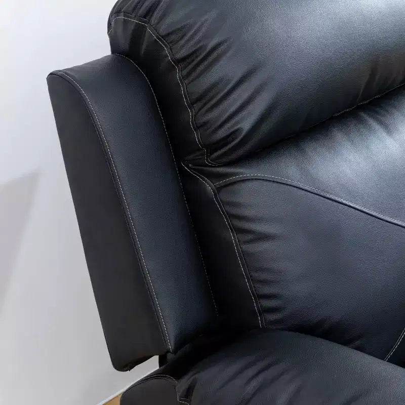 MAYEERTY Recliner Chair, Breathable Leather Reclining Chair with Adjustable Backrest for Living Room, Black