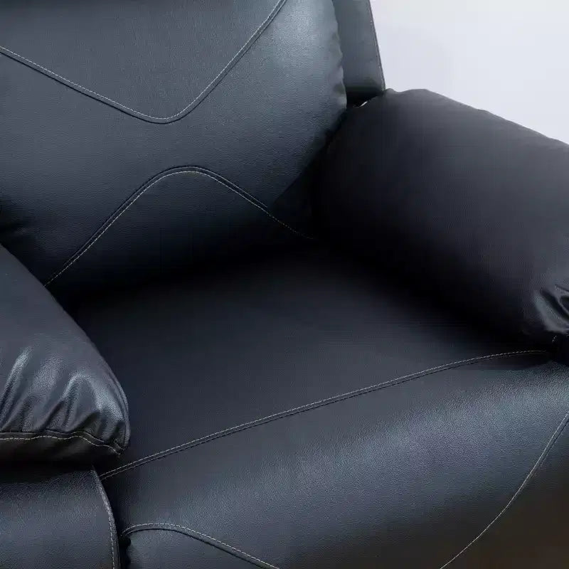 MAYEERTY Recliner Chair, Breathable Leather Reclining Chair with Adjustable Backrest for Living Room, Black