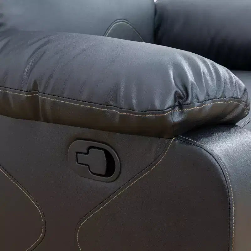 MAYEERTY Recliner Chair, Breathable Leather Reclining Chair with Adjustable Backrest for Living Room, Black