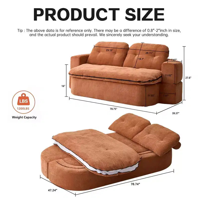 Okak Modern Convertible Chenille Fabric Floor Futon Sofa for Living Room Bedroom,Rest Chair Sleeper Sofa with Comfy Backrest & Pillows