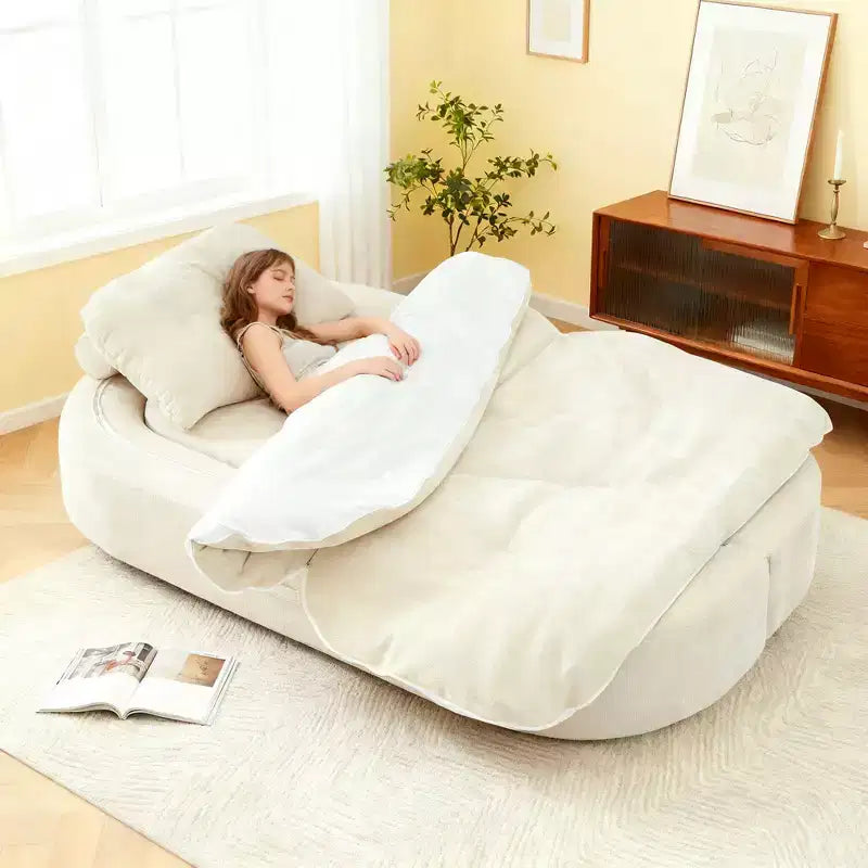 Okak Modern Convertible Chenille Fabric Floor Futon Sofa for Living Room Bedroom,Rest Chair Sleeper Sofa with Comfy Backrest & Pillows