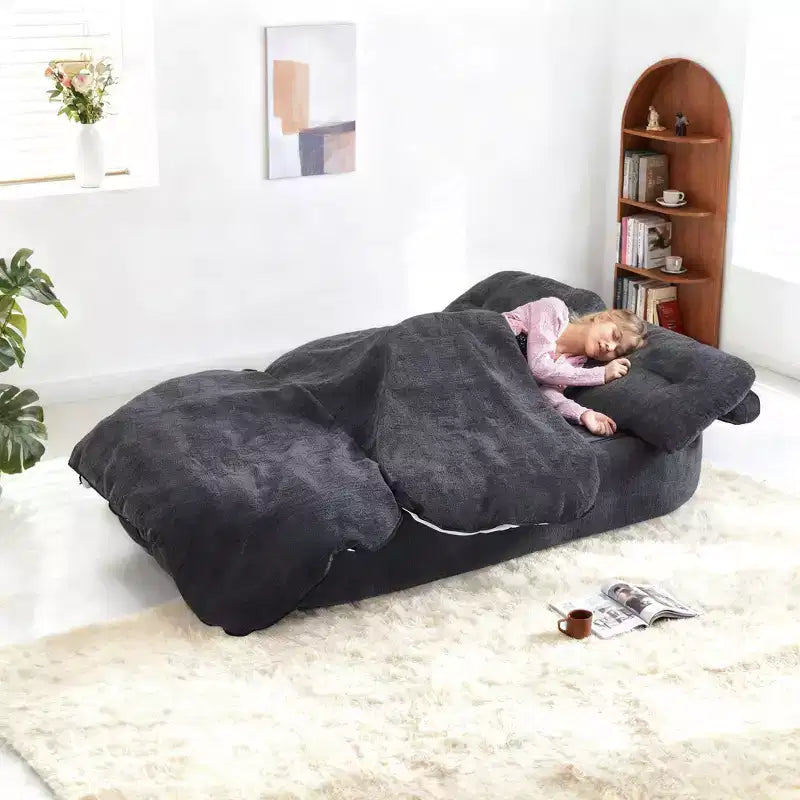 Okak Modern Convertible Chenille Fabric Floor Futon Sofa for Living Room Bedroom,Rest Chair Sleeper Sofa with Comfy Backrest & Pillows
