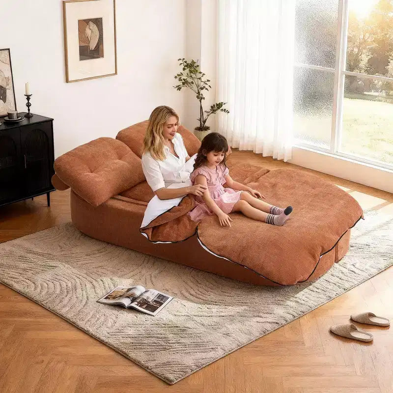 Okak Modern Convertible Chenille Fabric Floor Futon Sofa for Living Room Bedroom,Rest Chair Sleeper Sofa with Comfy Backrest & Pillows