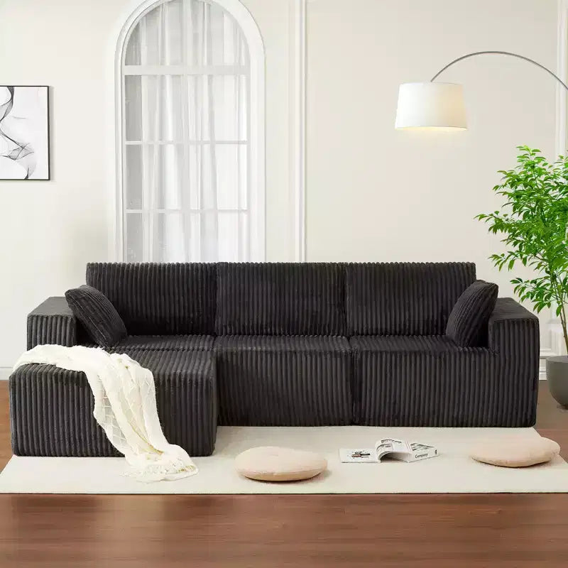 Corduroy Sponge Compression Sofa,Modular Sectional Sofa, with Deep Seat, Comfy Memory Foam Sofa for Living Room Bedroom