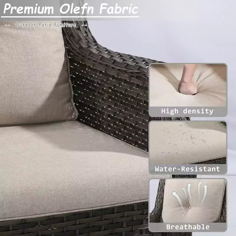 UPTIOT 6-Pieces Wicker Outdoor Patio Furniture Set Rattan Chair Wicker Set