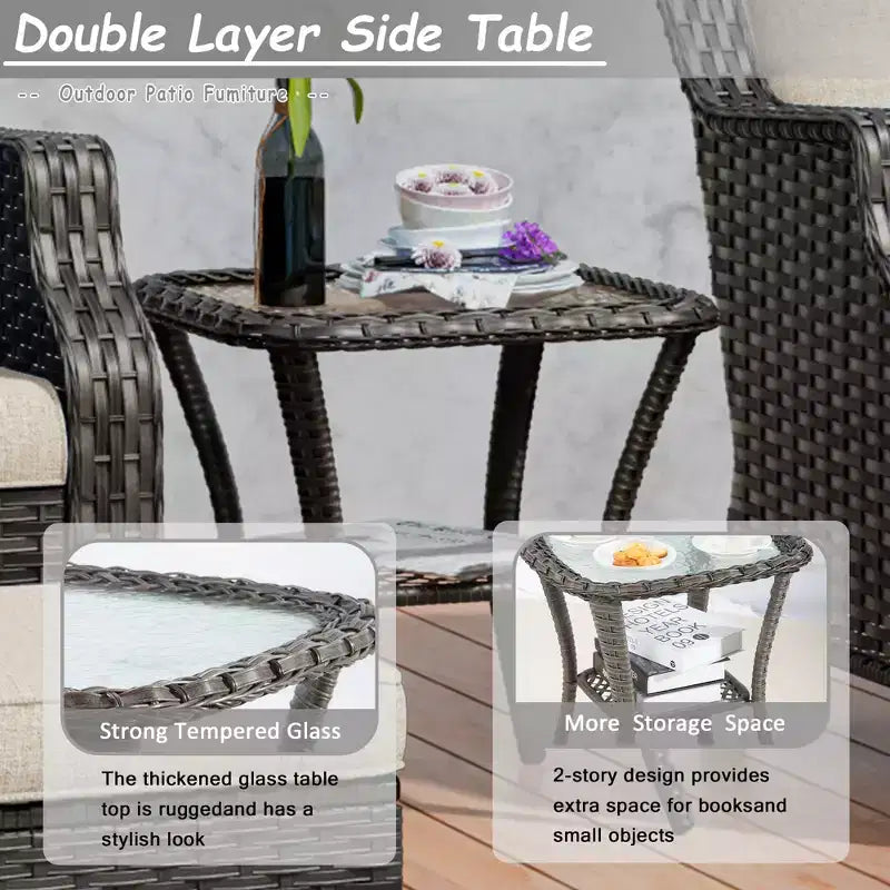 UPTIOT 6-Pieces Wicker Outdoor Patio Furniture Set Rattan Chair Wicker Set