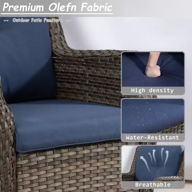 UPTIOT 6-Pieces Wicker Outdoor Patio Furniture Set Rattan Chair Wicker Set