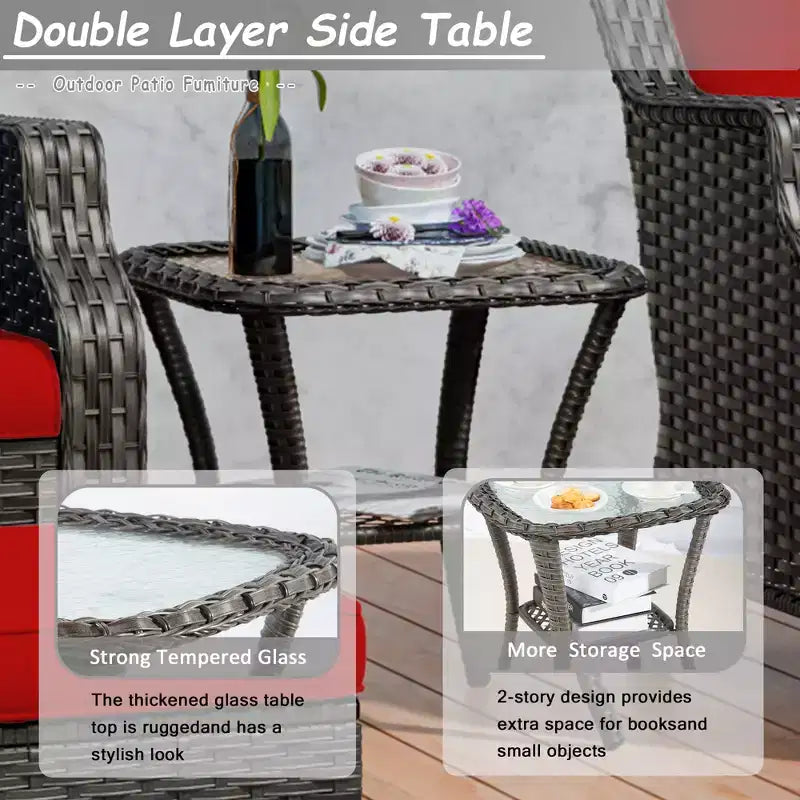 UPTIOT 6-Pieces Wicker Outdoor Patio Furniture Set Rattan Chair Wicker Set