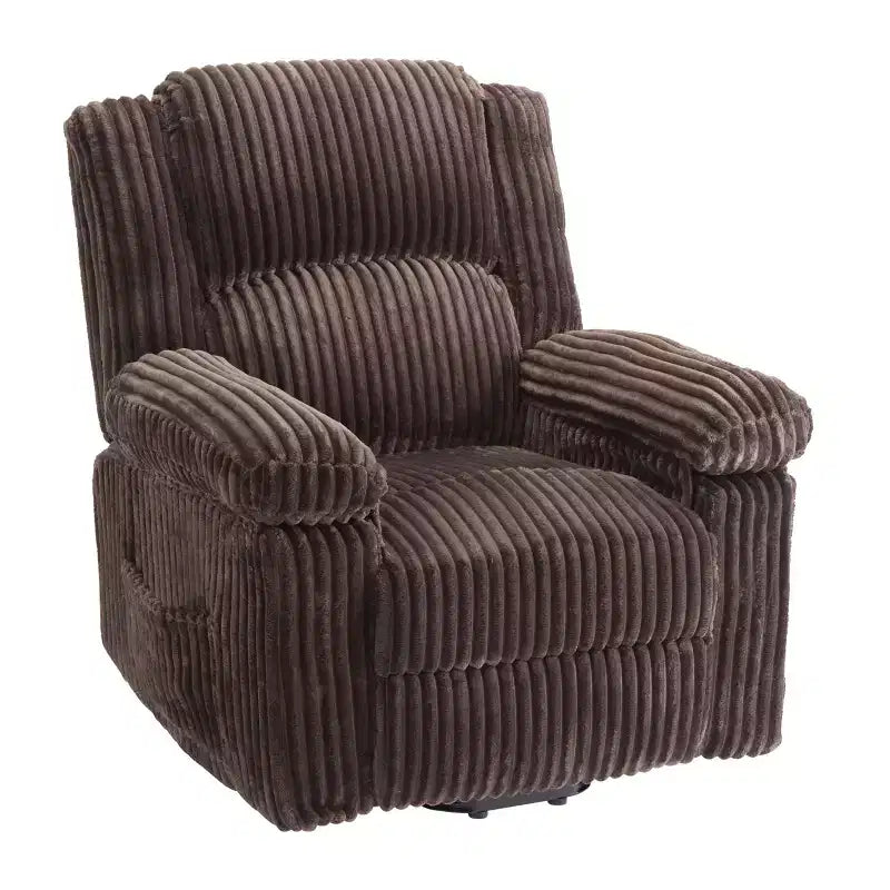 Corduroy Recliner Chair, Manual Recliner Sofa with Handle, Pillow Top Arms, Thick Padding, Side Pocket, 400Lbs Capacity, Adjustable Recliner