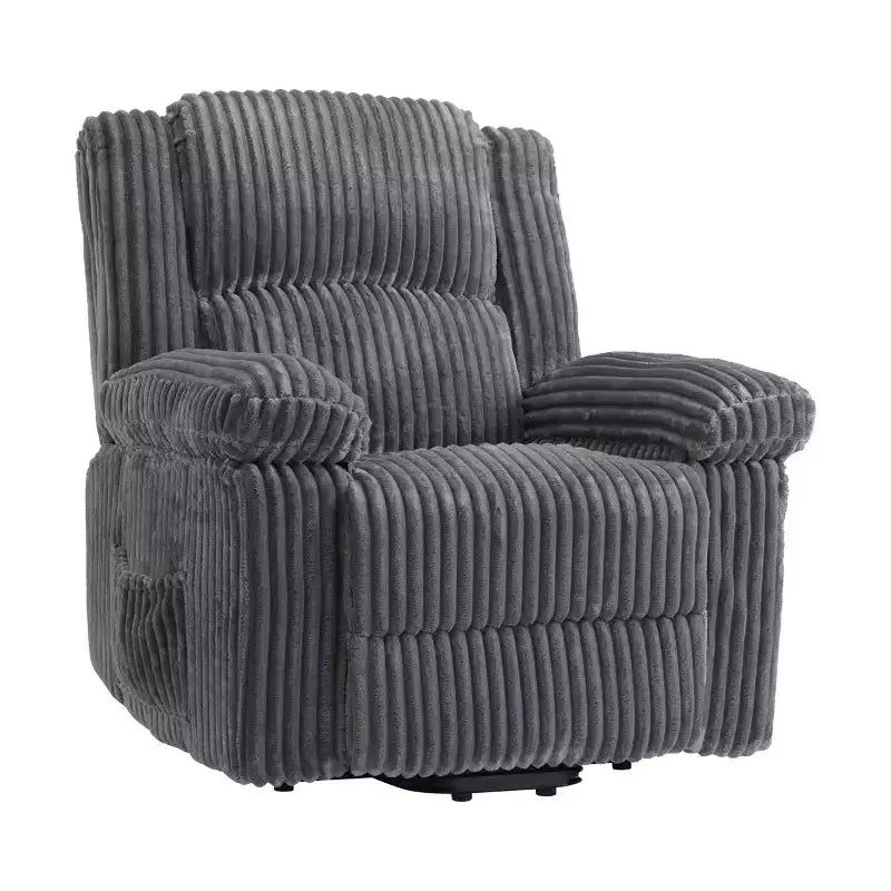 Corduroy Recliner Chair, Manual Recliner Sofa with Handle, Pillow Top Arms, Thick Padding, Side Pocket, 400Lbs Capacity, Adjustable Recliner