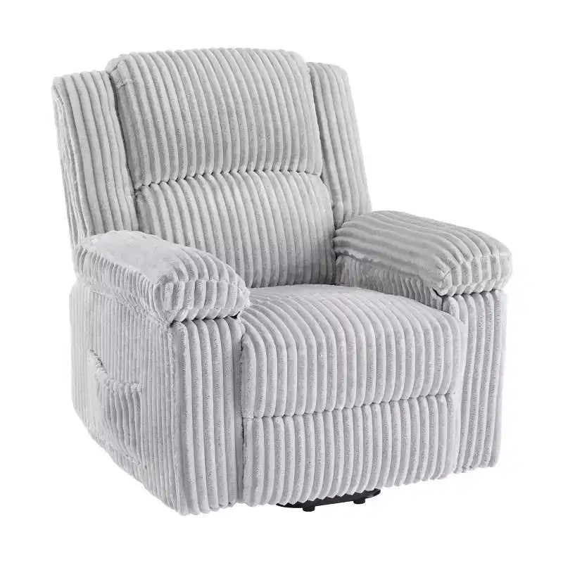 Corduroy Recliner Chair, Manual Recliner Sofa with Handle, Pillow Top Arms, Thick Padding, Side Pocket, 400Lbs Capacity, Adjustable Recliner