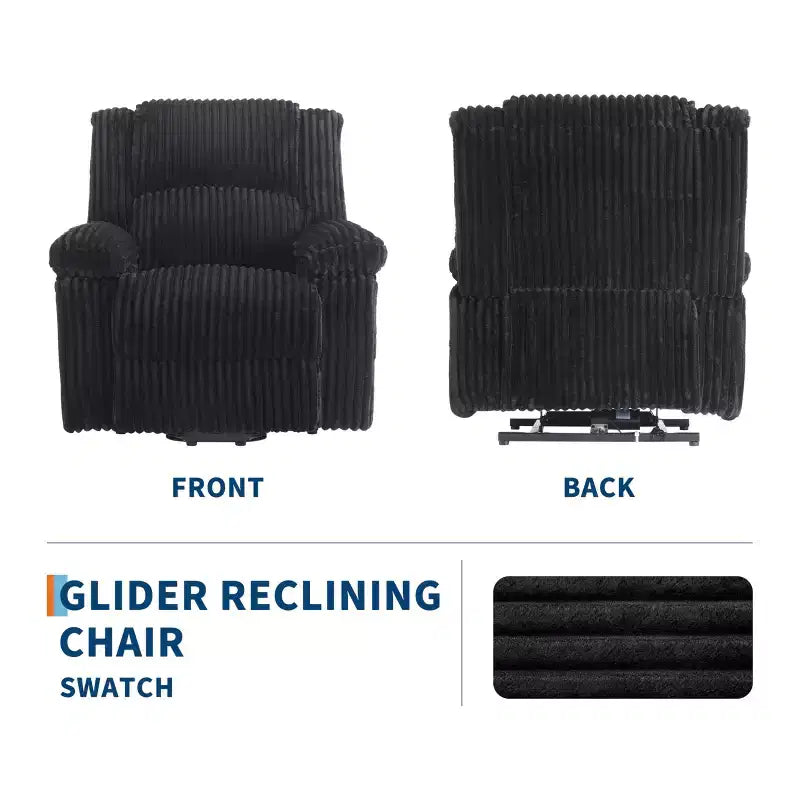 Corduroy Recliner Chair, Manual Recliner Sofa with Handle, Pillow Top Arms, Thick Padding, Side Pocket, 400Lbs Capacity, Adjustable Recliner