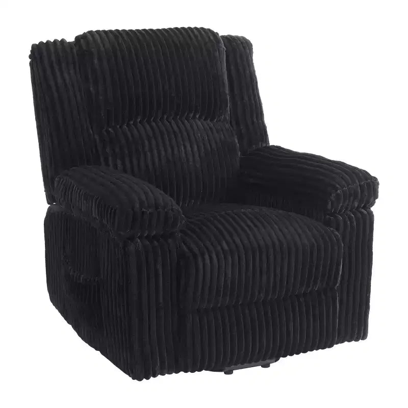 Corduroy Recliner Chair, Manual Recliner Sofa with Handle, Pillow Top Arms, Thick Padding, Side Pocket, 400Lbs Capacity, Adjustable Recliner