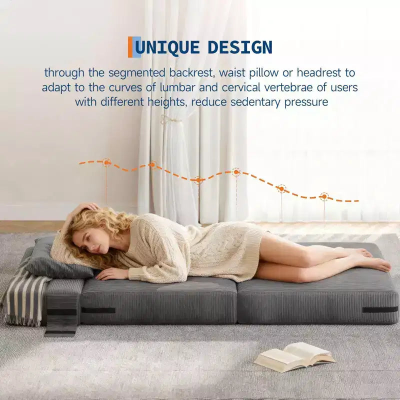 72 x 28 x 6 Inches Folding Sofa Bed Sleeper Chair, Convertible Futon Couch with Pillow, Single Size Foldable Mattress for Living Room, Dorm, Apartment