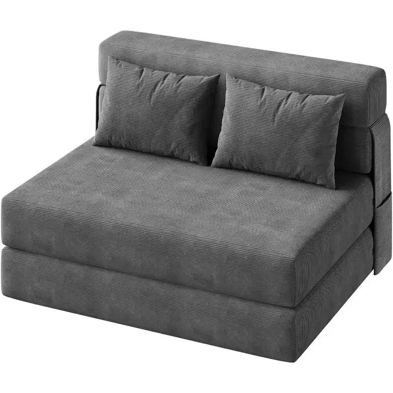 4-in-1 Folding Sofa Bed & Sleeper Chair, 80 Inches Convertible Fold Out Loveseat with Pillow, Tufted Floor Lounge for Living Room, Bedroom, Guest Room