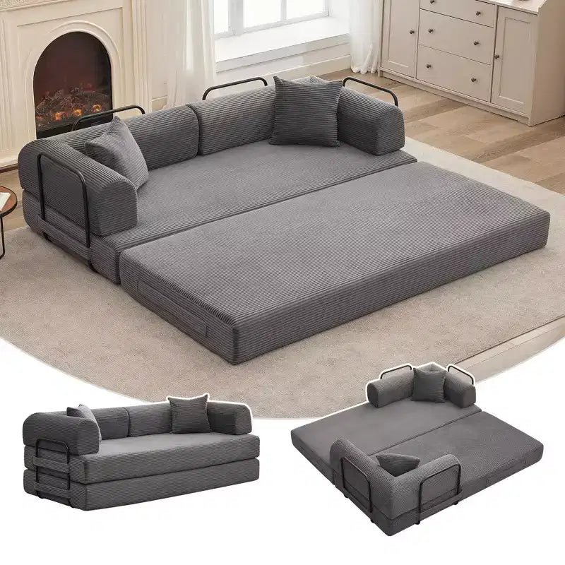 78'' Convertible Sleeper Sofa Bed,4 in 1 Corduroy Boneless Couch with Pillows,Folding Sectional Couch with Pull Out Bed,Floor Sofa Loveseat
