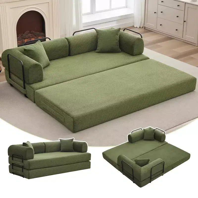 78'' Convertible Sleeper Sofa Bed,4 in 1 Corduroy Boneless Couch with Pillows,Folding Sectional Couch with Pull Out Bed,Floor Sofa Loveseat