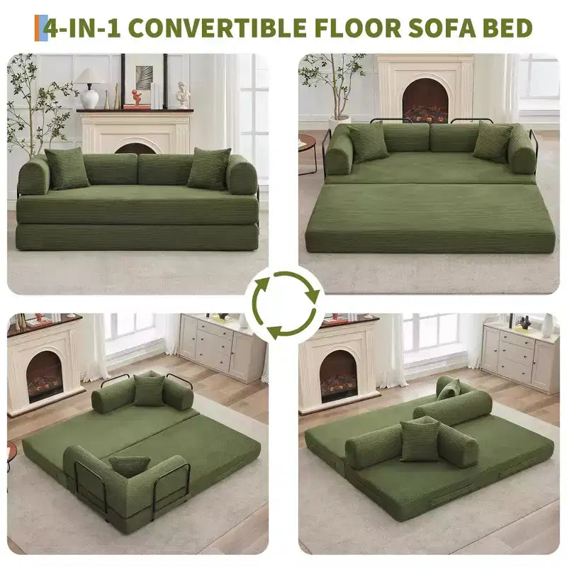 78'' Convertible Sleeper Sofa Bed,4 in 1 Corduroy Boneless Couch with Pillows,Folding Sectional Couch with Pull Out Bed,Floor Sofa Loveseat
