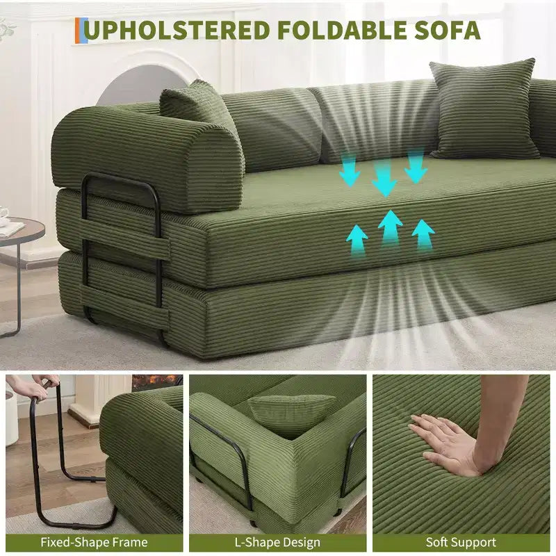 78'' Convertible Sleeper Sofa Bed,4 in 1 Corduroy Boneless Couch with Pillows,Folding Sectional Couch with Pull Out Bed,Floor Sofa Loveseat